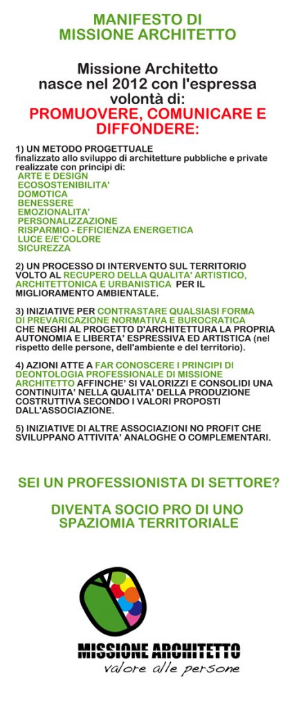 Il manifesto di Missione Architetto