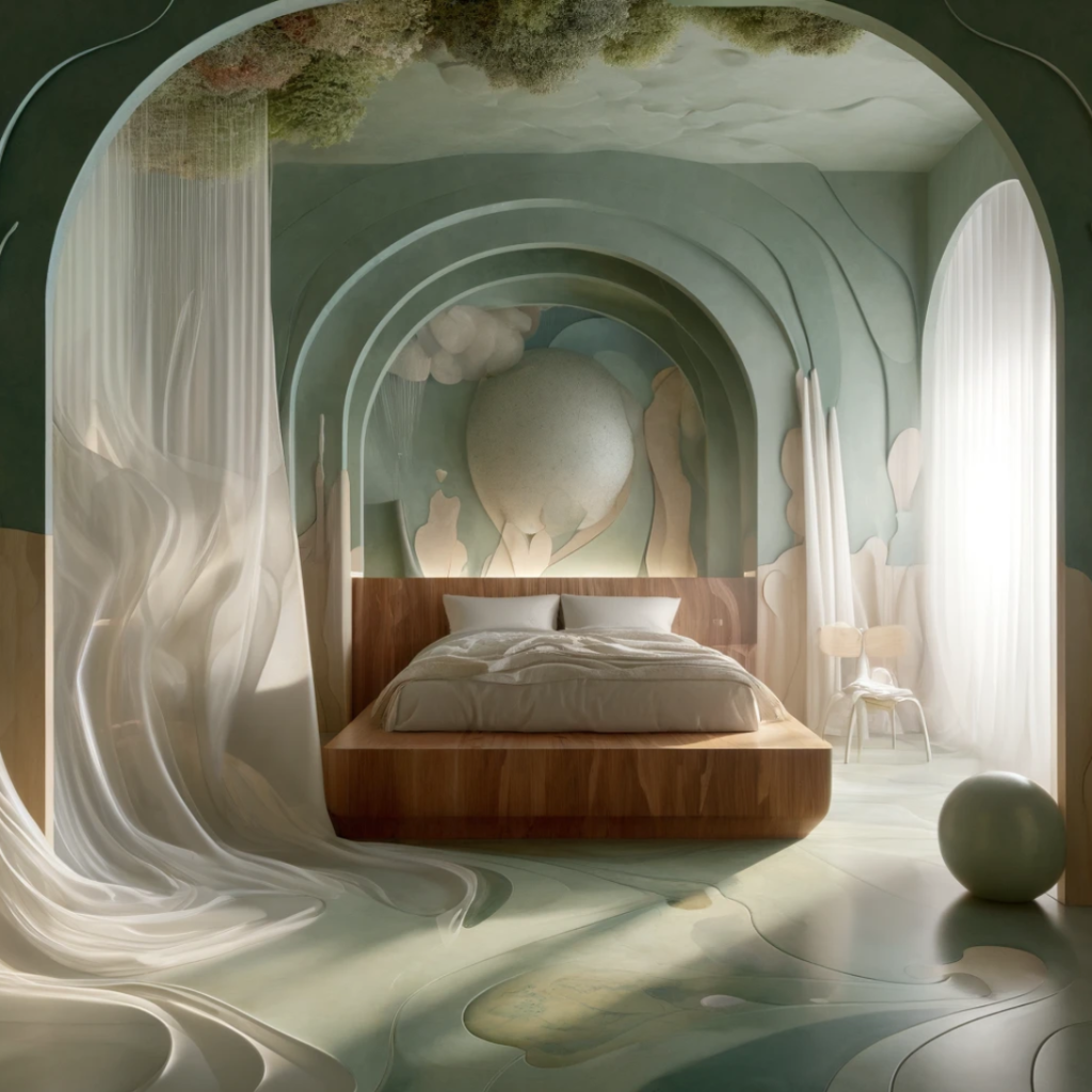 camera da letto progettata secondo i principi dell'architettura virtuosa